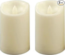 Waterproof Outdoor Battery Operated Flameless Pillar Candles with Timer White Plastic Realistic Flickering Fake Electric LED Lights for Lantern Garden Wedding Christmas Decorations 3”x5” 2 PCS by GreenHaven Gardens