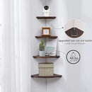 Corner Shelves, Floating Corner Shelf, Set of 2 7inch Solid Oak Wood Corner Wall Shelves, Round End with Wire Hole for Small Plant for Bedroom Kitchen, Living Room by CozyNest Decor