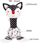 D-KINGCHY Baby Toys 0-12 Months, Black and White Newborn Toys, Soft Plush Rattle Stuffed Animal Toy with Teether and Sound, Developmental Hand Grip Toys (Fox) by TinyTreasures Baby Boutique