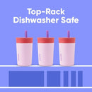 Owala Kids Insulation Stainless Steel Tumbler with Spill Resistant Flexible Straw, Easy to Clean, Kids Water Bottle, Great for Travel, Dishwasher Safe, 12 Oz, Pink and Purple (Lilac Rocket) by TinyTreasures Baby Boutique