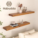 Habudda Floating Shelves, Wall Shelf for Bathroom Bedroom Kitchen, Natural Pine Real Wooden Shelves, Wall Mounted, 100% Pine, Set of 2, 30 Inches Long, Honey Oak by CozyNest Decor