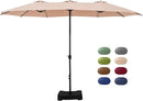 GREEN PARTY 15 ft Rectangle Patio Umbrella with Base Included, Double-Sided Table Umbrella with Crank, Large Outdoor Umbrellas for Patio Poolside Garden Backyard, Beige by GreenHaven Gardens