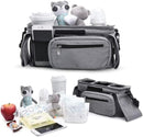 Universal Stroller Organizer with Insulated Cup Holder, Detachable Phone Bag, Shoulder Strap – Fits All Stroller Types, Keeps Drinks Hot/Cold (Grey) by TinyTreasures Baby Boutique
