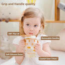 Evorie Tritan Spill Proof Toddler Straw Sippy Cup, 10 oz for Baby and Toddlers 1-3 Years Old, No Spill Straw Water Bottle with Removable Handles, Ideal for School, BPA-Free, Honey Bear by TinyTreasures Baby Boutique