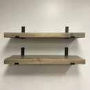 Rustic Shelves with J-Brackets Set of 2, Industrial Shelf, Kitchen Shelves, Solid Wood, Decorative Wall Storage, Heavy Duty, URBANDI (Grey, 24Wx8D) by CozyNest Decor