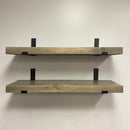 Rustic Shelves with J-Brackets Set of 2, Industrial Shelf, Kitchen Shelves, Solid Wood, Decorative Wall Storage, Heavy Duty, URBANDI (Grey, 36Wx12D)
