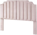 24KF Pink Velvet Tufted King Upholstered Headboard, Modern Vertical Channel Design California King Headboard with Stepped Silhouette Top Edge, Pink by CozyNest Decor