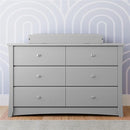Storkcraft Crescent 6 Drawer Double Dresser (Pebble Gray) – GREENGUARD Gold Certified, Nursery Dresser for Kids Bedroom by TinyTreasures Baby Boutique