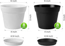 homenote Plant Pots,6 Inch Flower Pots for Plants Plastic Planters for Indoor with Multiple Drainage Holes and Trays, for All Home Garden Flowers Succulents,Outdoor(White&Black,16 Pack) by CozyNest Decor