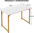 PayLessHere | 39 Inch Computer Desk | White Gold | Office Desk with Metal Frame, Adjustable Feet | Water-Resistant, Scratchproof Surface | Sturdy Writing Table for Home Office or Study | Pack of 1 by CozyNest Decor