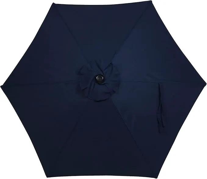Sunnydaze Outdoor Patio Umbrella - Polyester Table Market Umbrella with Push-Button Tilt and Crank - 6 Sturdy Ribs - Blue - 7.5ft, photo 10 of 10