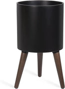 D'vine Dev 10 Inch Planter Pot with Stand, Mid-Century Tall Plant Pot with Legs for Indoor Plants, Medium, Black, 88-O-B-2 by GreenHaven Gardens