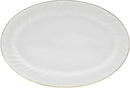 Lynns Paradise Imperial Gold 14-Inch Oval Platter, Set of 2, White; Heavy Duty; Chip Resistant; Lead and Cadmium Free; Freezer to Oven Safe up to 500°F by CozyNest Decor
