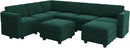 Belffin Modular Sectional Sofa with Storage Seat Oversized U Shaped Couch with Reversible Chaise Velvet Sofa Set with Ottoman Green by CozyNest Decor