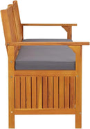 vidaXL Acacia Wood Outdoor Storage Bench Deck Box with Cushion - Solid Wood Patio Furniture, Brown/Dark Gray, 66.9"x24.8"x33.1" by CozyNest Decor