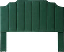 24KF Jade Velvet Tufted Queen Upholstered Headboard, Modern Vertical Channel Design California Queen/Full Headboard with Stepped Silhouette Top Edge,Jade by CozyNest Decor