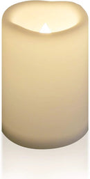 CANDLE CHOICE Waterproof Outdoor Battery Operated Flameless Candle Remote Timer Large Tall White Plastic Realistic Flickering Electric LED Pillar Lantern Garden Wedding Christmas Decorations 4”Dx6”H by GreenHaven Gardens