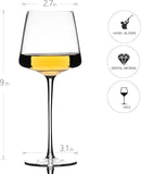 White Red Wine Glasses Set of 6 – 18oz Red Wine Glasses with Tall Long Stem,【Hand Blown】Crystal Wine Glasses- Square Wine Glasses with flat bottom, Wine gifts for Christmas, Wedding, Birthday, by CozyNest Decor