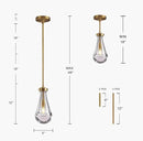 Modern Raindrop Pendant Lights, Pendant Lights for Kitchen Island, Brass Rod Dining Room Light Fixture， Clear Solid Raindrop Chandelier, Chandelier for Living Room Hallway, Including Bulb by CozyNest Decor