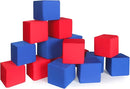 Toddler Foam Blocks, 16 PCS 5.5 inch Colourful Foam Soft Cubes for Kids, Stacking Block Sets Building Blocks Throwing Toys（Blue and Red） by TinyTreasures Baby Boutique
