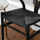 Tomile Set of 2 Bone Chair Solid Wood Y Chair Mid-Century Armrest Dining Chair, Hemp Seat (Wood - Black) by CozyNest Decor