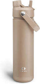 Insulated Water Bottle with Straw - Encool Stainless Steel Water Bottle, Leak-Proof, BPA-Free, Double Wall Vacuum Keeps Cold for 24 Hours for Sports, Travel, School (26 oz, Raw Umber) by CozyNest Decor