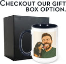Personalized Coffee Mug, Custom Drawing Portrait Gift, Funny Customized Coffee Gift for Men & Women, Custom Mugs with Pictures, Black 15oz Father's Day Mug by TinyTreasures Baby Boutique