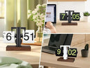 Flip Desk Clock, Retro Vintage Flip Desk Table Clock, Digital Clock Sided Large Numbers Mechanical Flip Clock Wood Base for Living Room, Study Room and Office（Frosted White） by CozyNest Decor