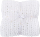 Bigacogo Chunky Knit Throw Blanket for Couch, 60x80 inches, 100% Hand Knitted with Thick Jumbo Chenille Yarn, Cozy Soft Large Rope Knot Cable Crochet Blankets for Sofa Bed Living Room, White