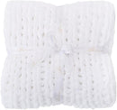 Bigacogo Chunky Knit Throw Blanket for Couch, 51x63 inches, 100% Hand Knitted with Thick Jumbo Chenille Yarn, Cozy Soft Large Rope Knot Cable Crochet Blankets for Sofa Bed Living Room, White by CozyNest Decor