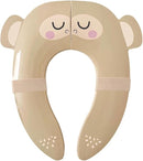 Hippypotamus Travel Potty Seat for Toddler - Folding Potty Training Seat - Portable Toilet Seat Cover for Baby & Kids (BEIGE Monkey) by TinyTreasures Baby Boutique
