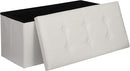 SUPER DEAL Folding Storage Ottoman Bench, Waterproof Faux Leather Ottoman Padded Seat Footrest Bench for Living Room, Bedroom, Entryway, Small Spaces, 15 x 30 x 15 inches, Creamy White by CozyNest Decor