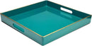Spsyrine Green Decorative Serving Tray with Handles, 13" X 13" Square Plastic Coffee Table Tray for Ottoman, Living Room, Bathroom, Home Decor. by CozyNest Decor