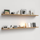 55.1 Inches Long Floating Shelves, 2 Set Rustic Wall Shelf for Bedroom, Nursery Book Shelf with Lip, Picture Ledge Shelf for Living Room, Bathroom, Kitchen - Oak by TinyTreasures Baby Boutique