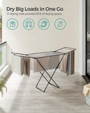 SONGMICS Clothes Drying Rack, Metal Laundry Drying Rack, Foldable, Space-Saving, Free-Standing Airer, with 2 Gullwings, Indoor Outdoor Use, Bed Linen Clothing, Black ULLR540B01 by TinyTreasures Baby Boutique