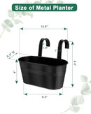 vensovo Metal Railing Planter for Outdoor Plants - 3 Pack Balcony Hanging Flower Pots with Detachable Hooks and Drain Holes Oval Bucket Rail Box Fence Planters for Home Garden Decor, Black by GreenHaven Gardens