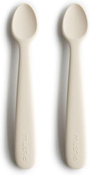 mushie Silicone Baby Feeding Spoons | 2 Pack (Ivory) by TinyTreasures Baby Boutique