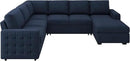 HONBAY Sleeper Velvet Blue Sectional Couch with Pull-Out Bed, Storage Chaise for Living Room by CozyNest Decor