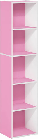 Furinno Luder Bookcase / Book / Storage, 5-Tier Cube, Pink/White by TinyTreasures Baby Boutique