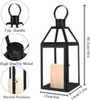 JHY DESIGN Black Decorative Lanterns 16“H Decorative Candle Lantern with Tempered Glass for Indoor Outdoor Events Parities and Weddings by CozyNest Decor