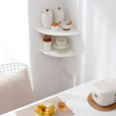 Corner Shelves, Floating Corner Shelf, Set of 2 Solid Oak Wood Wall Shelves, Round End Wall Mount with Wire Hole Shelving for Small Plant for Bedroom Kitchen, Living Room (White, 7.1in 2P) by CozyNest Decor