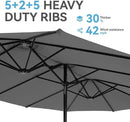 GREEN PARTY 15 ft Rectangle Patio Umbrella with Base Included, Double-Sided Table Umbrella with Crank, Large Outdoor Umbrellas for Patio Poolside Garden Backyard, Smoky Gray by GreenHaven Gardens