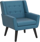 HUIMO Button-Tufted Accent Chairs,Upholstered Reading Living Room Chair,Mid Century Modern Chair with Linen Fabric, Club Chair,Comfy Arm Chairs for Living Room,Bedroom Lake Blue by CozyNest Decor