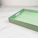 Turquoise Green Decorative Tray, Rectangular Large Serving Tray with Handles, Plastic Coffee Table Tray for Ottoman, Living Room, Kitchen Tabletop,15.7” x 11.8” x1.6” by CozyNest Decor