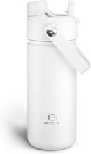 Insulated Water Bottle with Straw Stainless Steel Water Bottle, Leak-Proof, BPA-Free, Double Wall Vacuum Keeps Cold for 24 Hours for Sports, Travel, School (18 oz, Polar White) by CozyNest Decor
