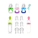 Food Feeder Baby Fruit Feeder Pacifier (3 Pcs) with 6 Different Sized Silicone Pacifiers,Silicone Baby Food Dispensing Spoon 90ML with 2 Babies Spoons Pacifier Clip Infant Fruit Teething Feeders-Pink by TinyTreasures Baby Boutique