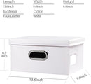 PRANDOM Collapsible Storage Box with Lid [1-Pack] Leather Fabric Foldable Storage Bin Organizer Container Basket Cube with Cover for Home Bedroom Closet Office Nursery White (13.6x9.6x6.9) by TinyTreasures Baby Boutique