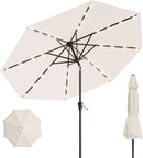 9FT Solar Umbrella 32 LED Lighted Patio Umbrella Table Market Umbrella w/Tilt and Crank, UV-Resistant Outdoor Umbrella for Pool, Garden, Deck, Creamy White by GreenHaven Gardens