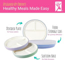 Elk and Friends Kids 6.7” Porcelain Divided Plates with Silicone Suction Sleeves + Silicone Lids | Suitable for Babies/Kids/Toddlers | Microwave & Dishwasher Safe | Non Slip | Snack Dishes | 4 Pack by TinyTreasures Baby Boutique