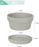 vensovo 5.7 Inch Grey Terracotta Shallow Succulent Pots - 6 Pack Terra Cotta Clay Pot with Saucer, Cacuts Indoor and Outdoor Planters with Drainage Hole by GreenHaven Gardens